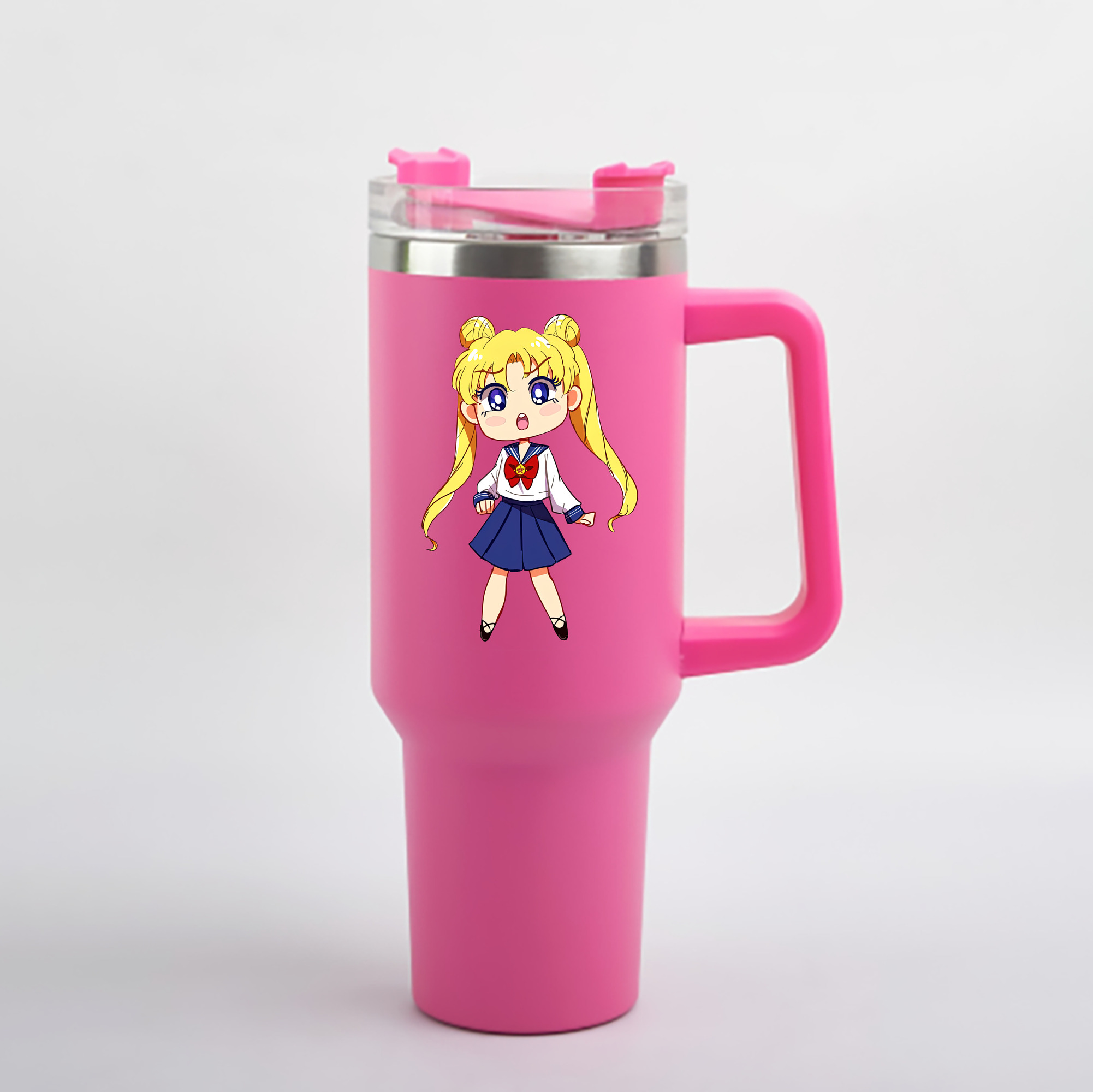 （画像用） 美少女戦士セーラームーン 愛野 美奈子 あいの みなこ Sailor Moon Aino Minako 1200mL車用タンブラー - クリスタルステッカー（プラスチックストロー付き）
